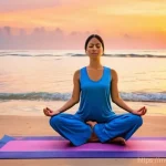 자기 위로 능력 향상을 위한 실생활 팁 - **Serene Malaysian Beach Sunset Yoga:** A tranquil scene at a serene Malaysian beach, such as Pantai...
